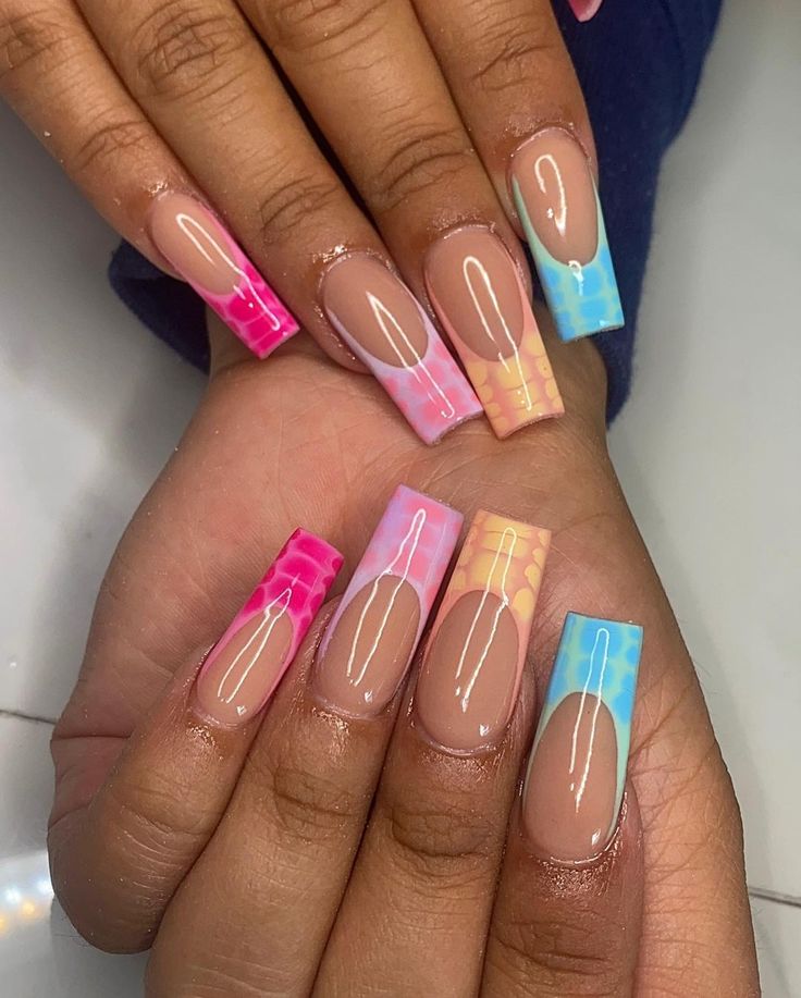 Medium Tapered Square French Tip Acrylics 