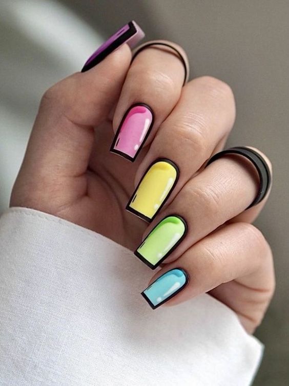 neon bright summer nails